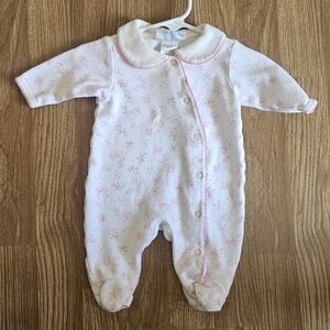 Vintage Babygro White and Pink Floral Footie
